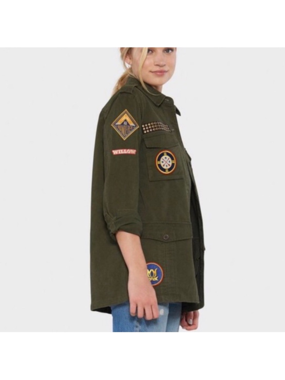 Willow & Clay Patched Military Jacket Size Medium